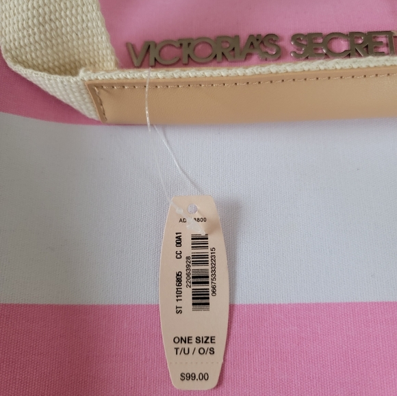 NWT Victoria's Secret Stripped Weekender Tote - Picture 6 of 7